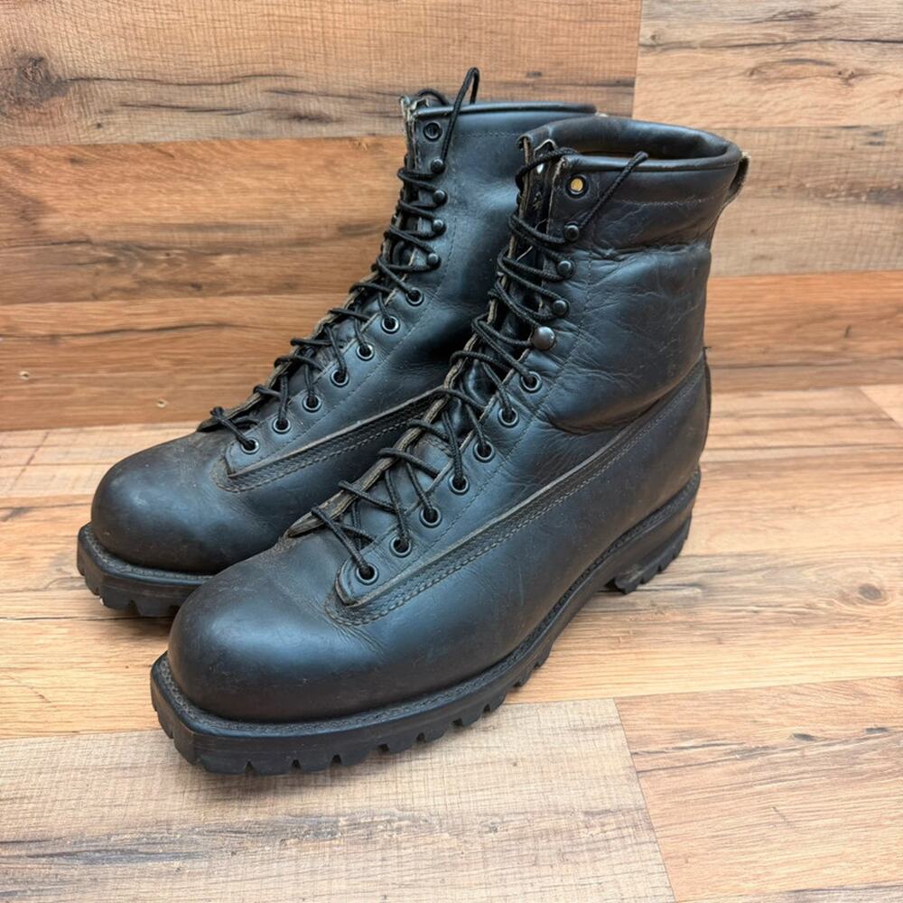 VTG Chippewa  Combat Service Men's Size 10.5D Leather Boots 1882 Black